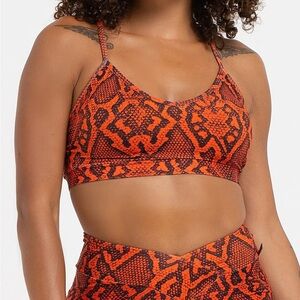 Vibrant Snake Print Sports Bra - Red